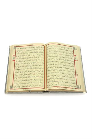 Kadife Sandıklı Kuranı Kerim | Gri Renk