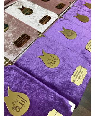 Kadife Yasin Kitabı Geniş Pleksi Baskılı - Mor - 10 Adet