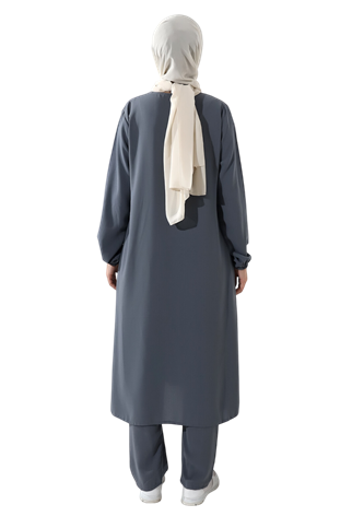 Kadın Hac ve Umre Kıyafeti Tesettür İkili Takım Füme