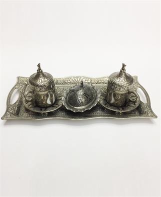 Kahve Takımı İkili - Kapaklı Gümüş