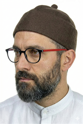 Keçe Yün Takke - Koyu Kahverengi
