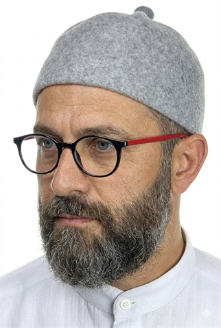 Keçe Yün Takke - Koyu Kahverengi