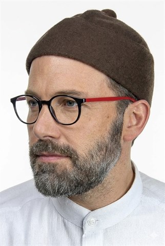 Keçe Yün Takke - Koyu Kahverengi