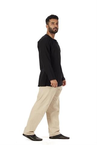 Keten Yarım Şalvar Pantolon Çınar - Bej