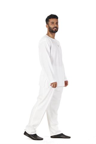 Keten Yarım Şalvar Pantolon Çınar - Beyaz