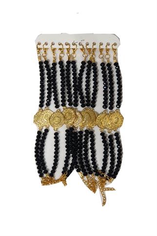 Siyah Çeyrekli Kristal Bileklik