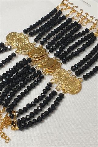 Siyah Çeyrekli Kristal Bileklik