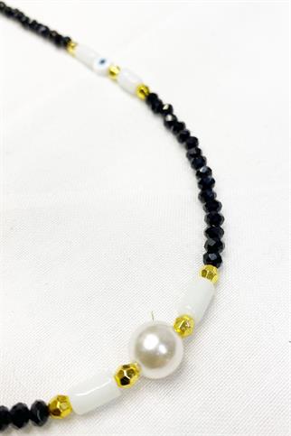 Kristal Kolye Beyaz İnci