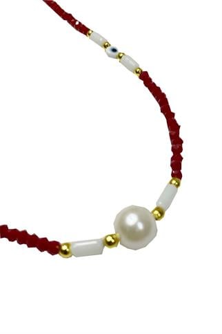 Kristal Kolye Beyaz İnci