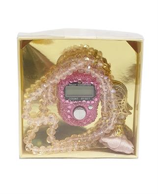 Kutulu Kristal Tesbihli Taşlı Zikirmatik Pembe
