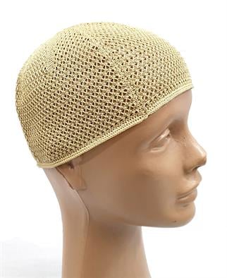 Lüks Merserize Örgü Takke Beyaz