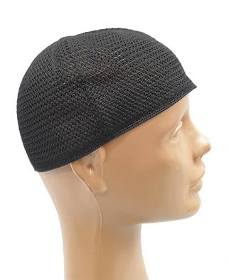 Lüks Merserize Örgü Takke Siyah