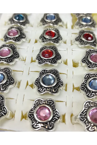 Motifli Hediyelik Taşlı Bayan Yüzük 42 li