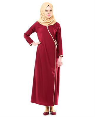 Namaz Elbisesi - Yandan Bağlamalı - Bordo - No:9