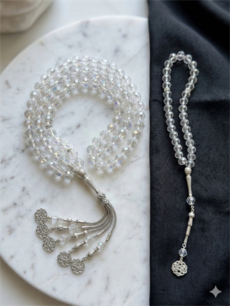 Saf Kristal Zarafet Tesbih 33lü 10 lu