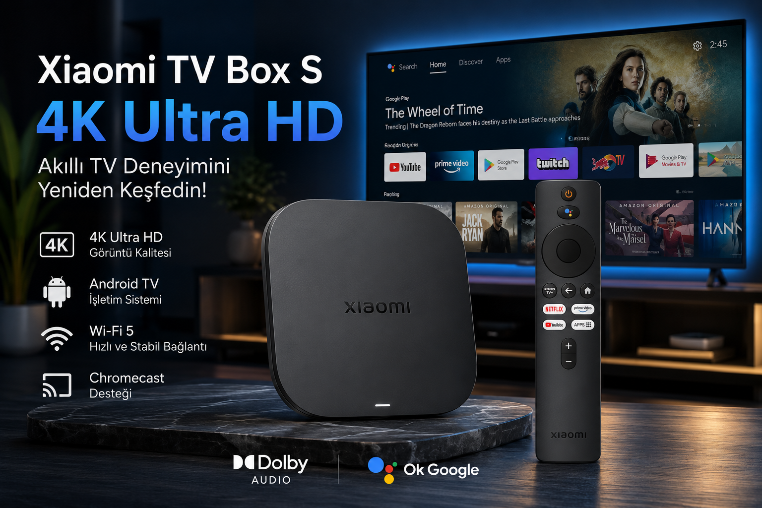 Xiaomi TV Box S 3. Nesil: Televizyonunuzu 4K Eğlence Merkezine Dönüştürün