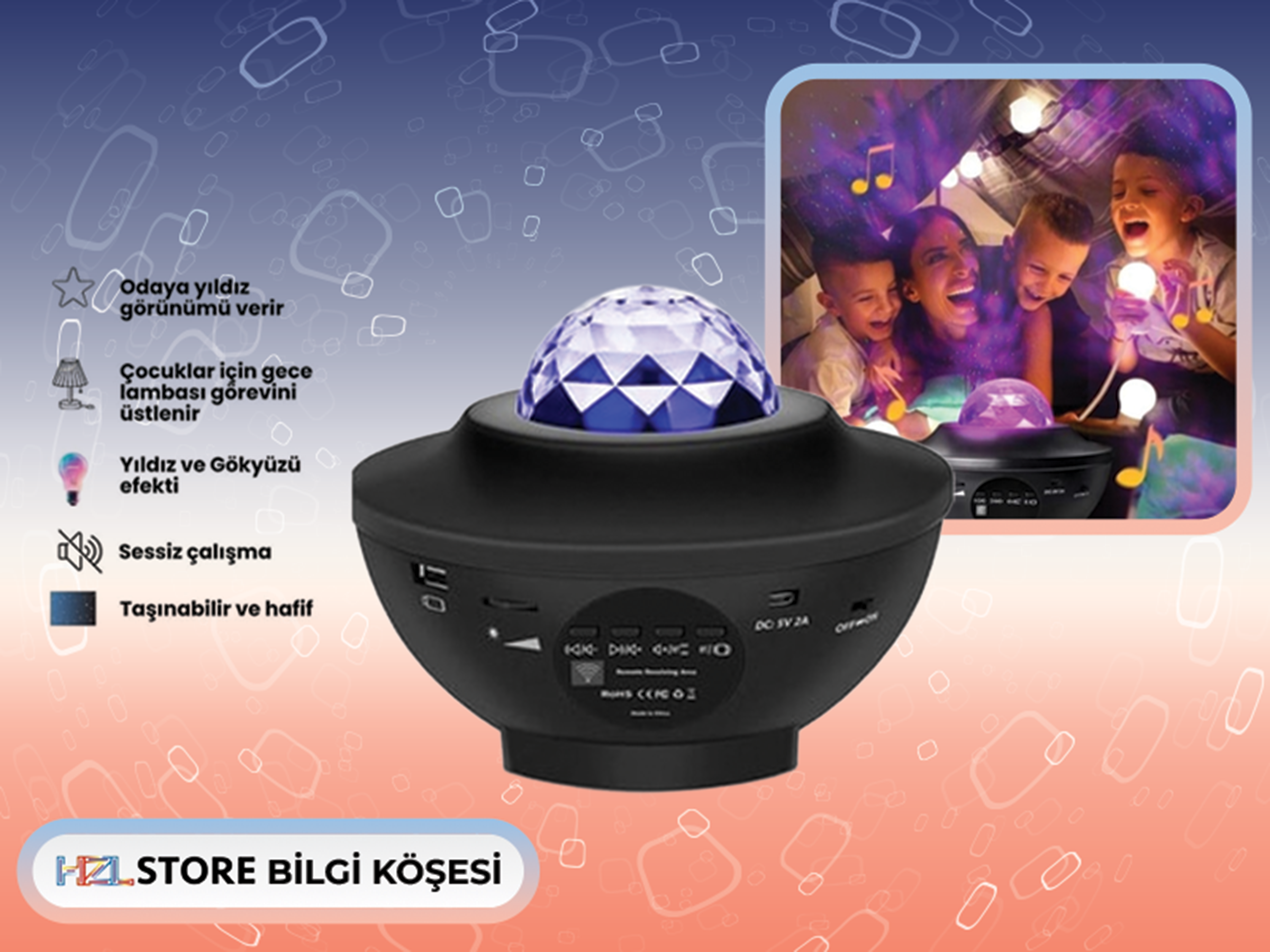 yıldızlı gece lambası