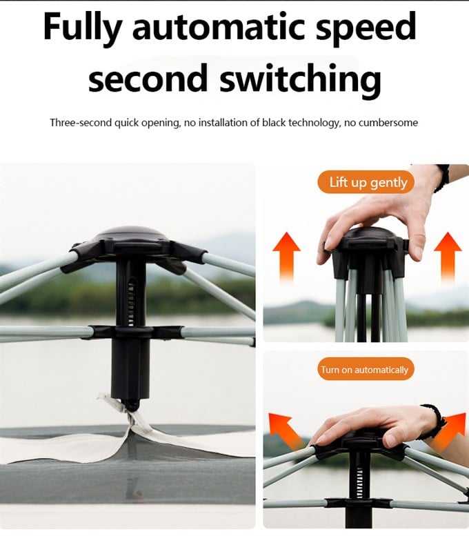  AC6636 Otomatik Kurulumlu, Su Geçirmez & Güneşlikli 6 Kişilik Kamp Çadırı