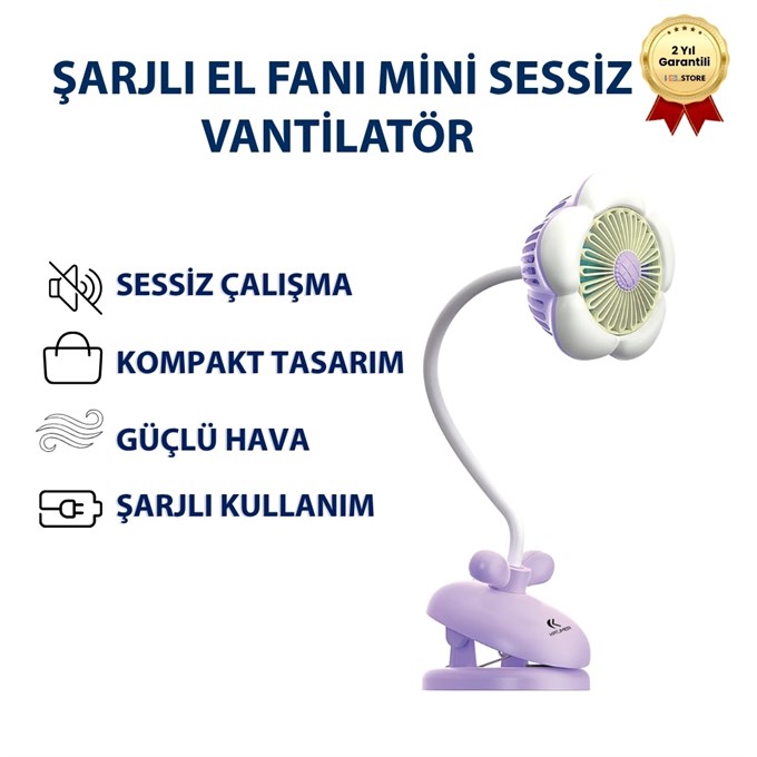  KTFN-14 Şarjlı El Fanı Sessiz Mini Soğutucu Vantilatör