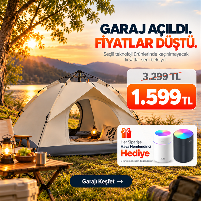  OUTLET/TEŞHİR Otomatik Kamp Çadırı 200x150x120 cm Çift Katmanlı 3 Saniyede Kurulum Su Geçirmez 3 Kişilik