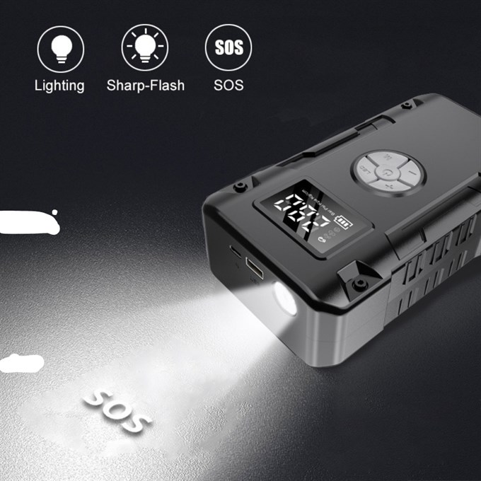 10.000 mAh Araç Lastik Şişirme Kompresörü & Akü Takviye Cihazı Jump Starter 150 PSI Dijital Ekran Powerbank