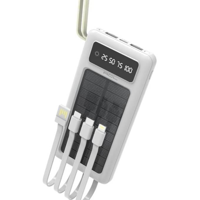 10.000mAh Dijital Göstergeli Taşınabilir 22.5W Hızlı Şarjlı Dahili Kablolu Solar Panelli Powerbank Kamp Uyumlu Asma Aparatlı Powerbank