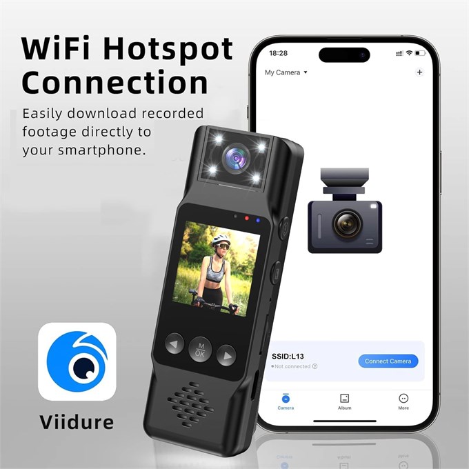 1080P Wi-Fi Ekranlı Mini Spor Kamerası Taşınabilir Giyilebilir Kayıt Cihazı