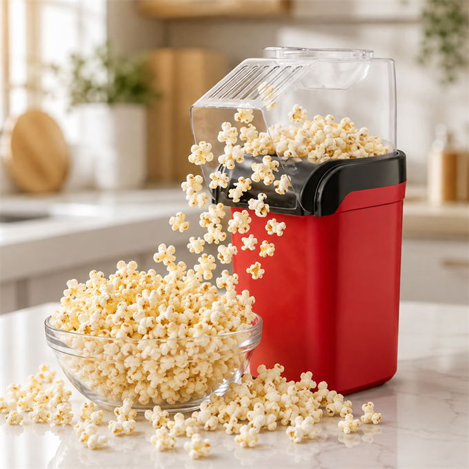 1200W Yağsız Popcorn Makinesi Ölçü Kaplı Ev Tipi Patlamış Mısır Makinesi