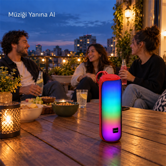 12W RGB Işıklı Kablosuz Hoparlör 1800 mAh TWS Stereo