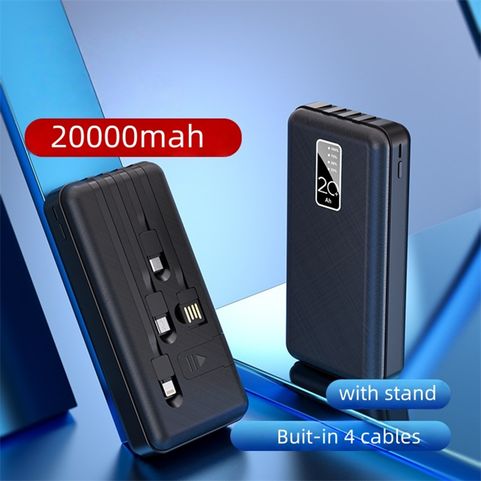 20.000mAh 4 Dahili Kablolu Powerbank Çoklu Cihaz Uyumlu Taşınabilir Sarj Cihazı