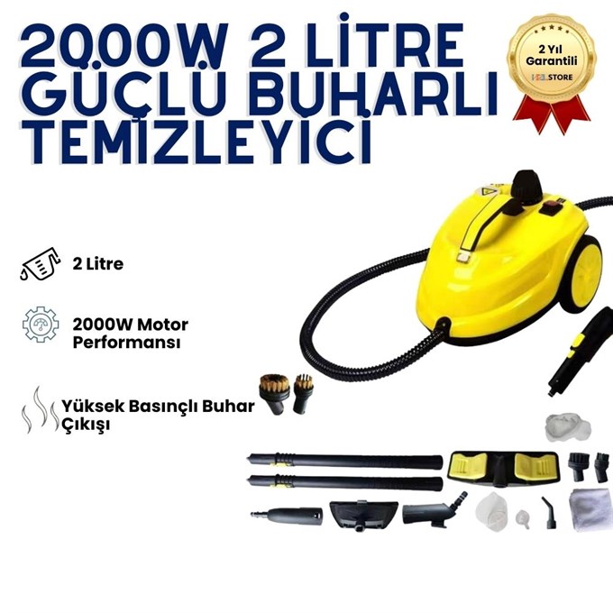 Yenilenmiş - 2000W 2L Profesyonel Buharlı Temizleme Makinesi – Yüksek Basınç, Derinlemesine Hijyen, Çok Amaçlı Buhar Temizleyici