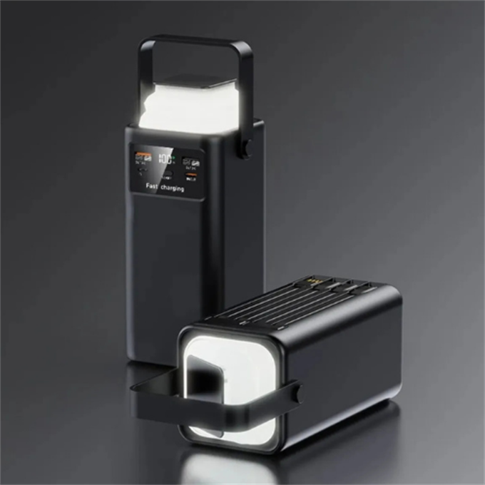 24.000mAh Dijital Göstergeli Taşınabilir Kulplu 22.5W Hızlı Şarjlı Dahili Kablolu LED Fenerli Powerbank Type-C, Lightning, USB Hafif Askı Aparatlı Kamp Uyumlu Dayanıklı