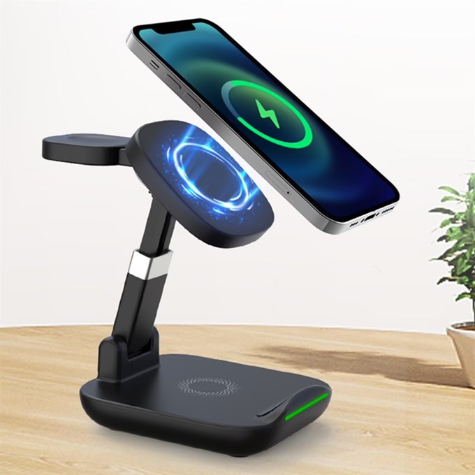 3-in-1 15W Kablosuz Şarj İstasyonu – Telefon, Kulaklık ve Akıllı Saat için Hızlı Wireless Charging Stand