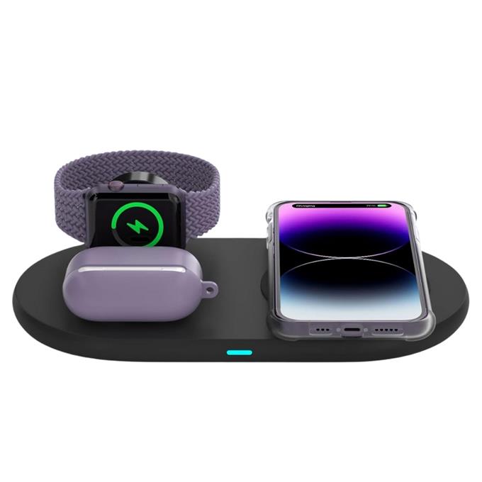 3-1 Arada 20W Hızlı Şarj Kablosuz Wireless LED Işıklı Iphone Apple Watch Airpods Şarj Stand Şarj Aleti 