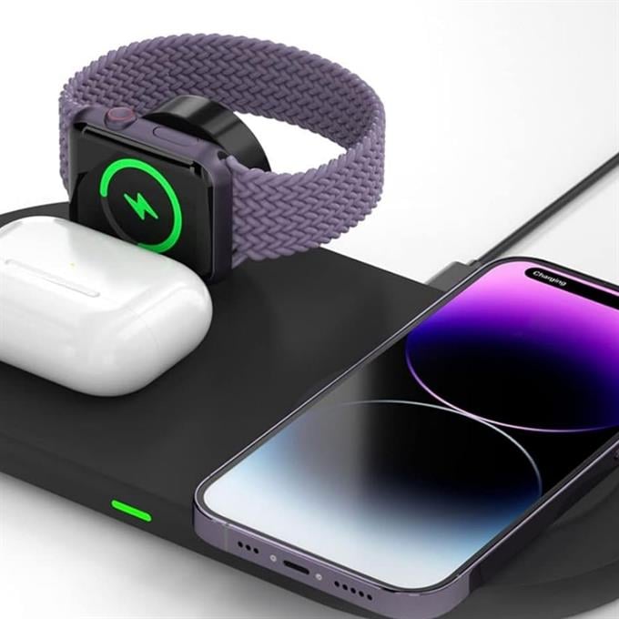 3-1 Arada 20W Hızlı Şarj Kablosuz Wireless LED Işıklı Iphone Apple Watch Airpods Şarj Stand Şarj Aleti 