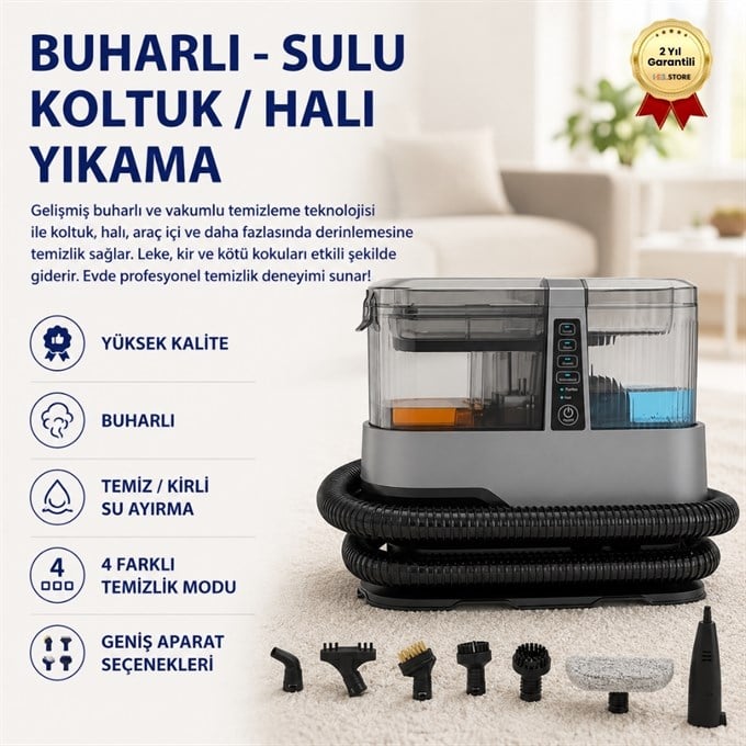 4 Modlu Çok Amaçlı Buharlı Koltuk ve Halı Yıkama Makinesi, Vakumlu Leke Çıkarıcı Temizlik Robotu 