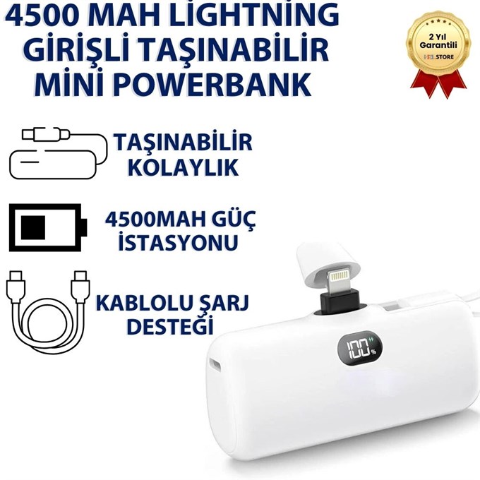 4500 mAh LİGHTNİNG Girişli Taşınabilir Mini Taşınabilir Hızlı Şarj Taşınabilir Şarj Cihazı