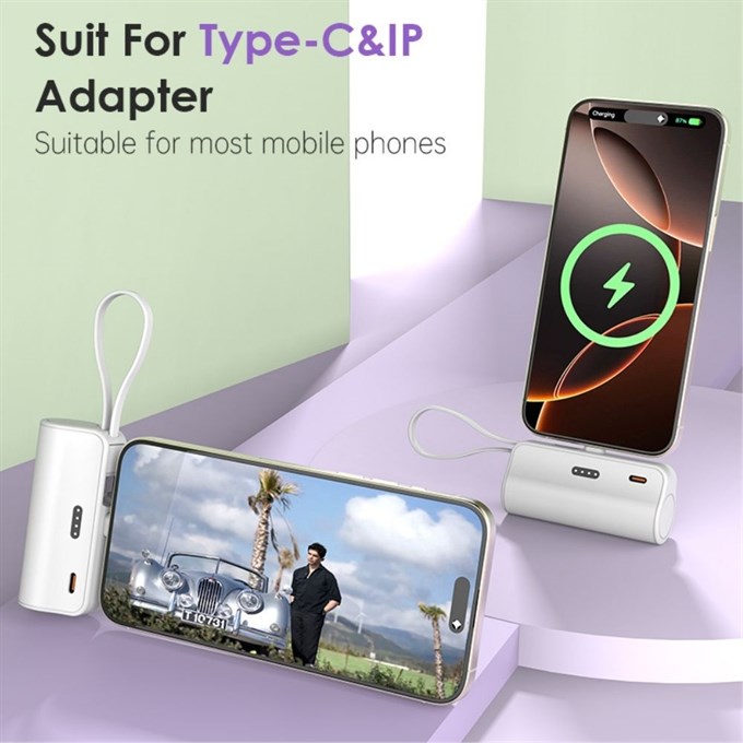 4500 mAh Mini Powerbank Type-C Girişli Taşınabilir Hızlı Şarj Taşınabilir Şarj Cihazı