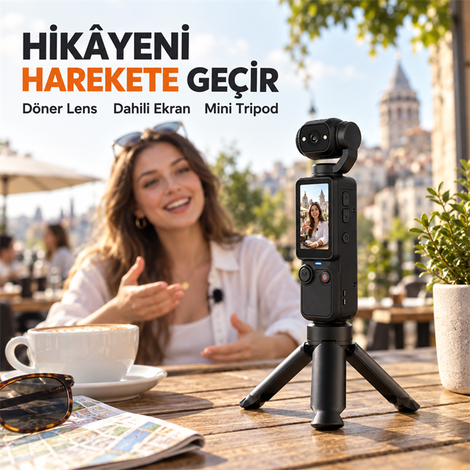 4K Ultra HD Döner Lensli Cep Kamerası 2.0 İnç Ekranlı Taşınabilir Vlog Kamera