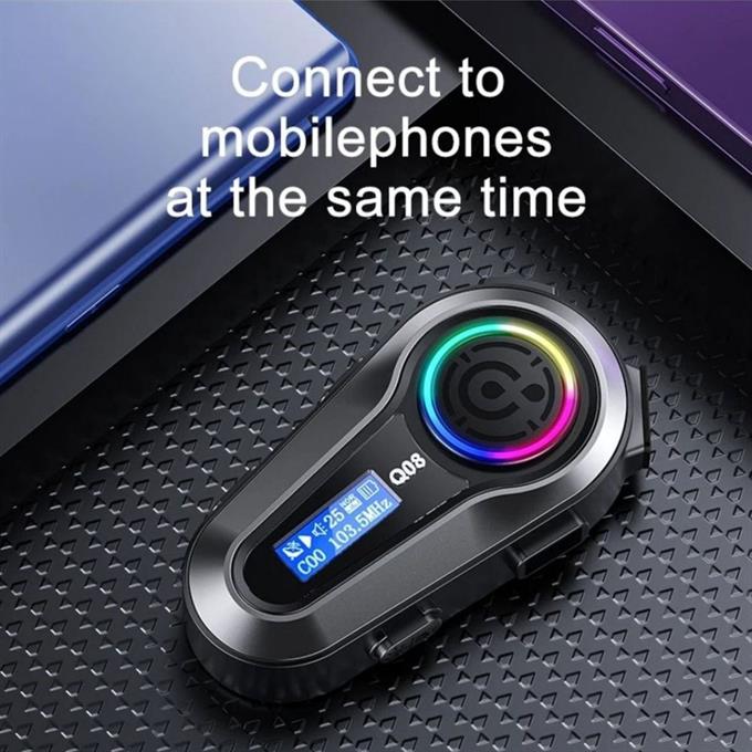 Q082x 5.3 İki Telefon Uyumlu Yeni Nesil RGB Işıklı Intercom Motosiklet Kask Kulaklık Motorsiklet Intercom