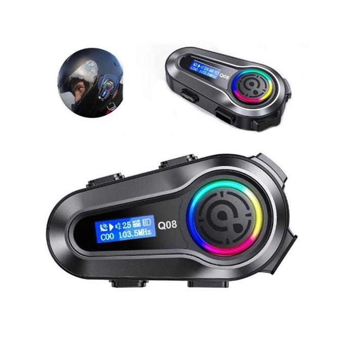 Q082x 5.3 İki Telefon Uyumlu Yeni Nesil RGB Işıklı Intercom Motosiklet Kask Kulaklık Motorsiklet Intercom