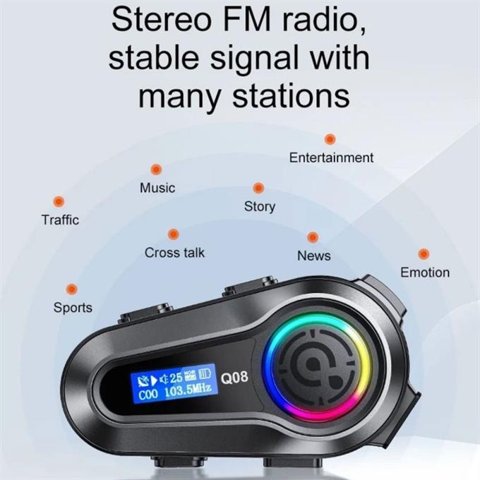 Q082x 5.3 İki Telefon Uyumlu Yeni Nesil RGB Işıklı Intercom Motosiklet Kask Kulaklık Motorsiklet Intercom