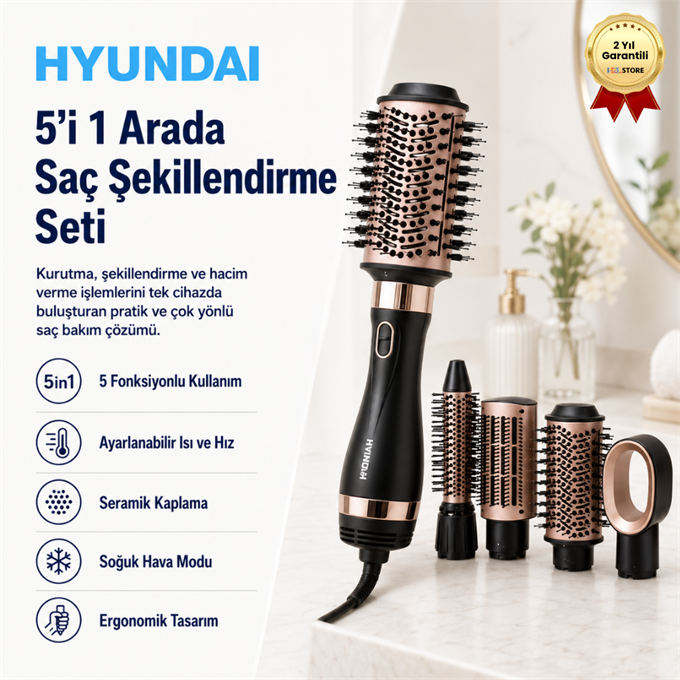 5i 1 Arada Saç Şekillendirme ve Kurutma Seti