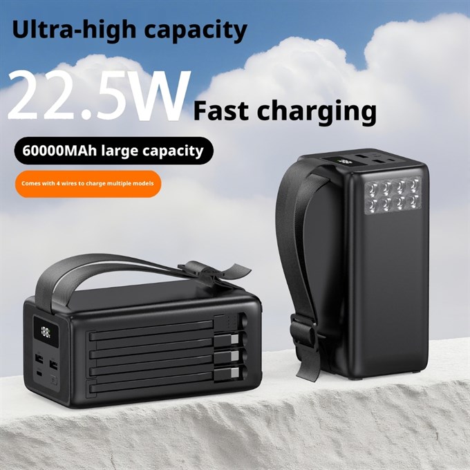 60000 mAh Taşınabilir Şarj Cihazı 22.5W Hızlı Şarj Çoklu Çıkışlı Kamp ve Seyahat Powerbank