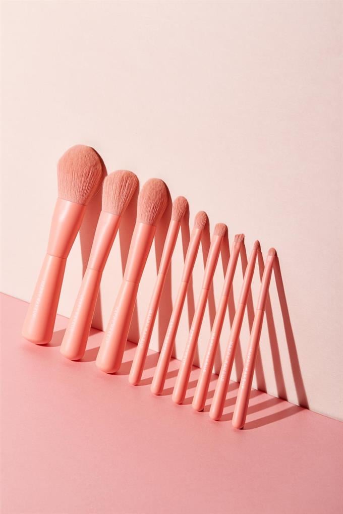 Hzl Makyaj Fırça Seti Çantalı 9lu Pembe 