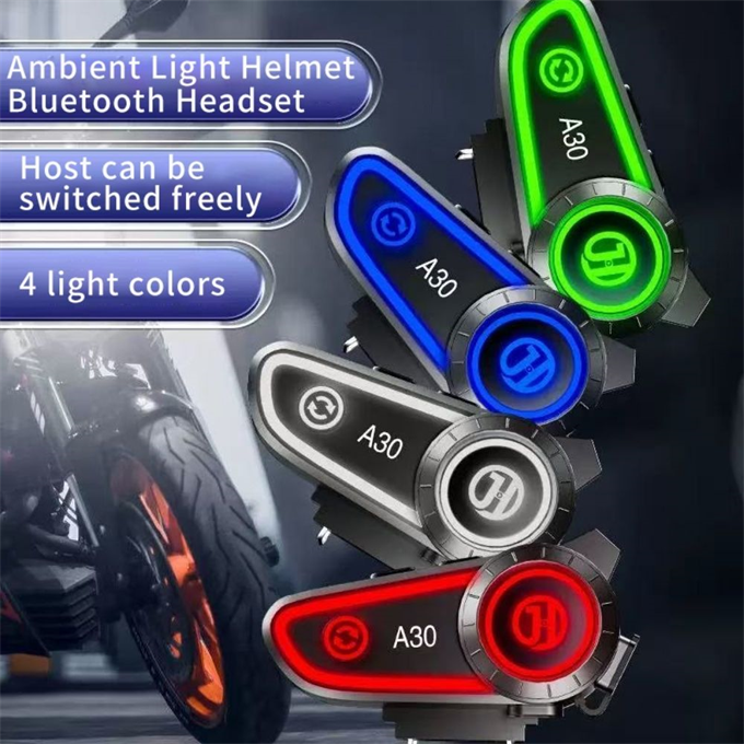 A30 IPX7 Su Geçirmez RGB Wireless Interkom Motor Motosiklet Stereo Kask Kulaklığı