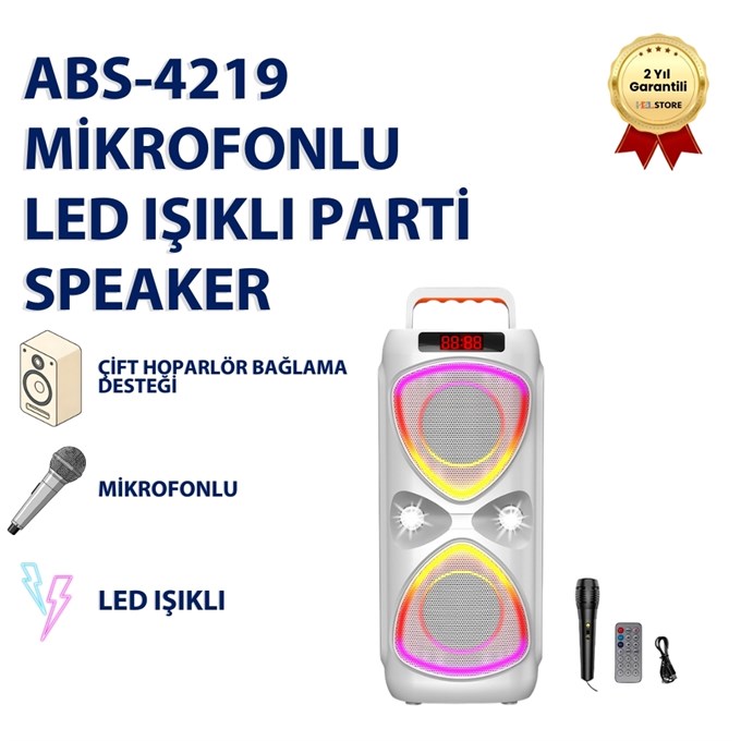 ABS-4219   Mikrofonlu Led Işıklı Parti  Speaker