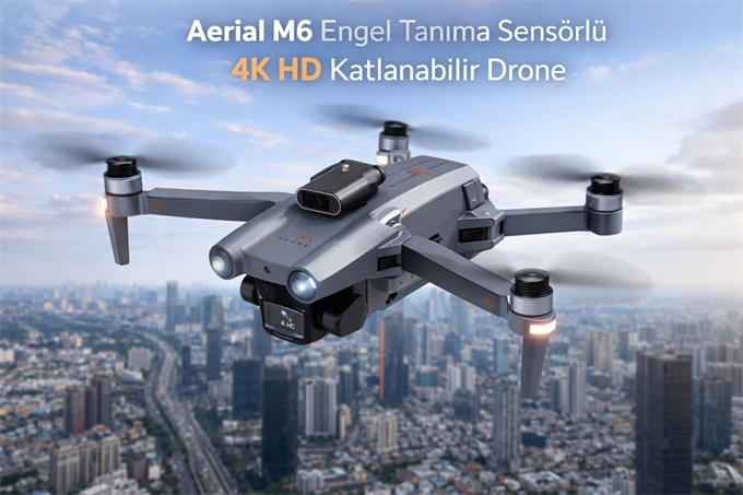 Aerial M6 Engel Tanıma Sensörlü,4K HD  Özellikli Katlanabilir Drone