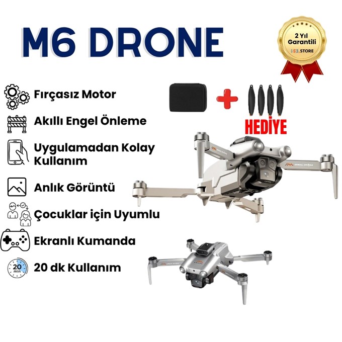 Aerial M6 Engel Tanıma Sensörlü,4K HD  Özellikli Katlanabilir Drone
