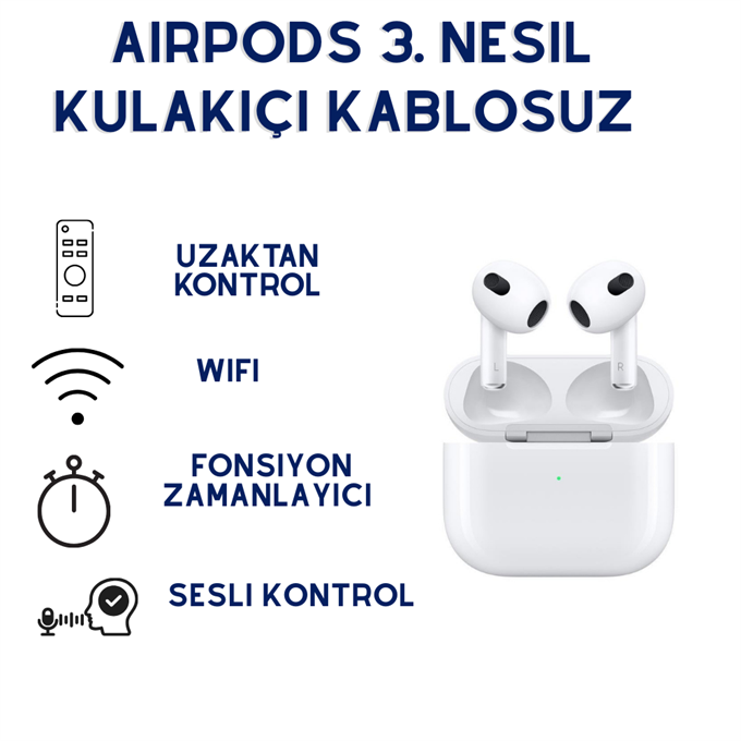 Airpods 3. Nesil Kulakiçi Kablosuz Kulaklık Surround Ses Extra Bass, Mikrofonlu  Bluetooth Kulaklık